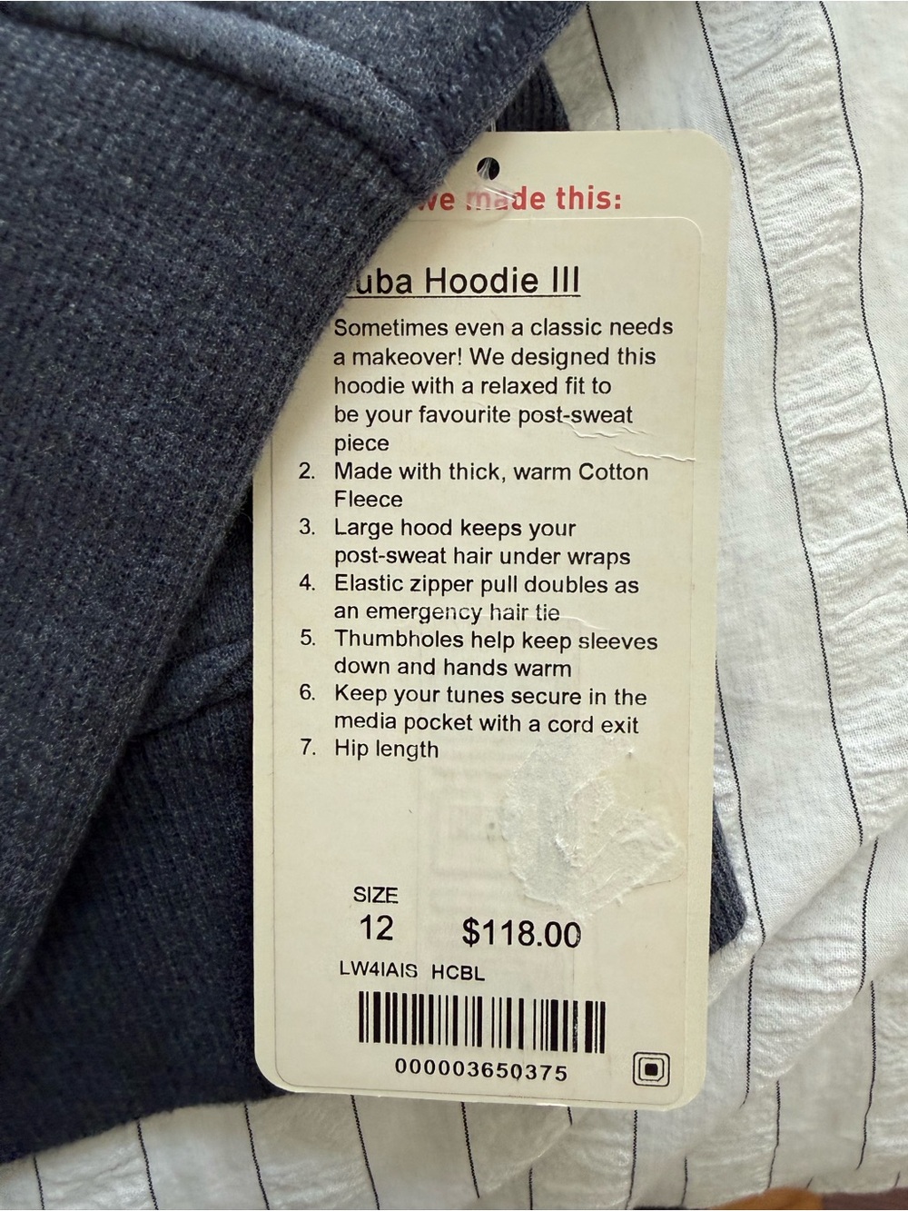 lululemon athletica Grayish blue Full-Zip Hooded scuba size 12 - Picture 2 of 6